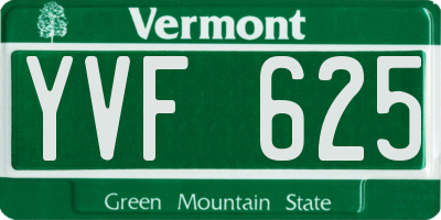 VT license plate YVF625