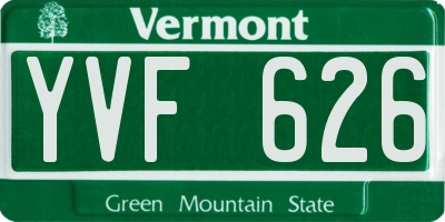 VT license plate YVF626