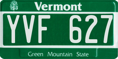 VT license plate YVF627