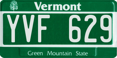 VT license plate YVF629