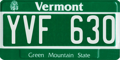 VT license plate YVF630