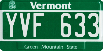 VT license plate YVF633