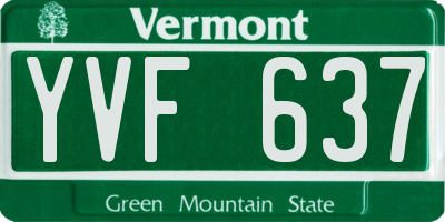 VT license plate YVF637