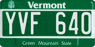 VT license plate YVF640