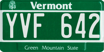 VT license plate YVF642
