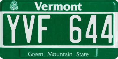 VT license plate YVF644