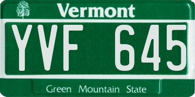 VT license plate YVF645