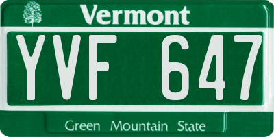 VT license plate YVF647