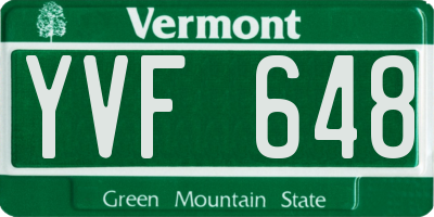 VT license plate YVF648