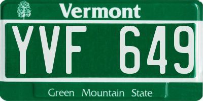 VT license plate YVF649