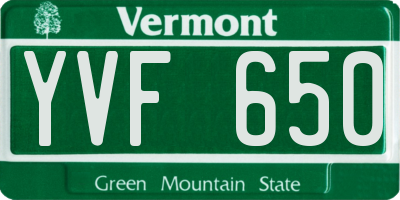 VT license plate YVF650