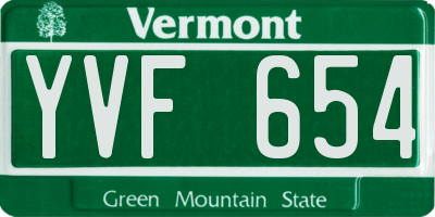 VT license plate YVF654