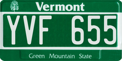 VT license plate YVF655