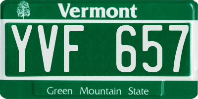 VT license plate YVF657