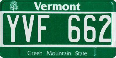VT license plate YVF662
