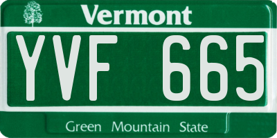 VT license plate YVF665