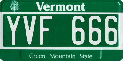 VT license plate YVF666