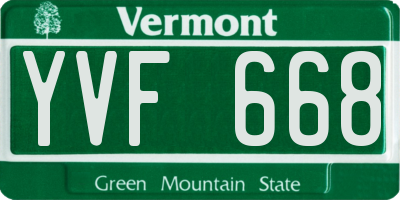VT license plate YVF668