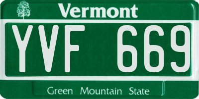 VT license plate YVF669