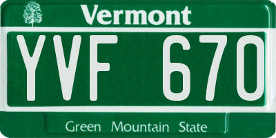 VT license plate YVF670