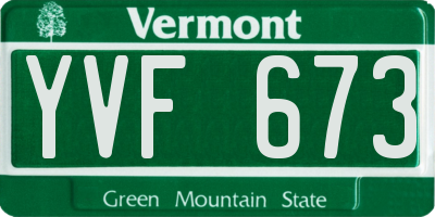 VT license plate YVF673