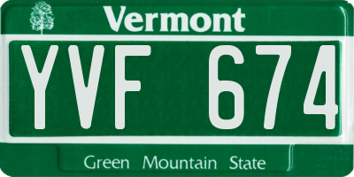 VT license plate YVF674