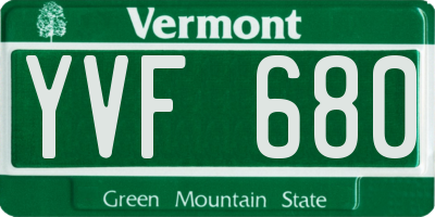 VT license plate YVF680
