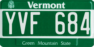 VT license plate YVF684