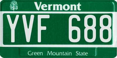 VT license plate YVF688