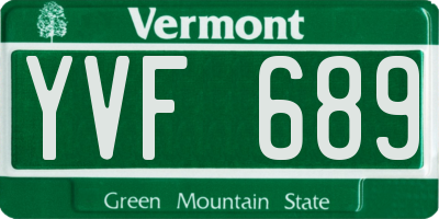 VT license plate YVF689