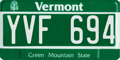 VT license plate YVF694