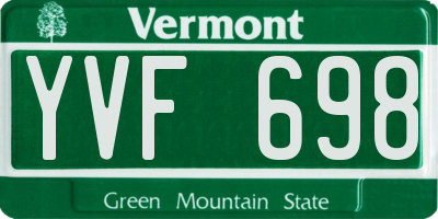 VT license plate YVF698