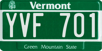 VT license plate YVF701