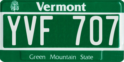 VT license plate YVF707