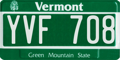 VT license plate YVF708