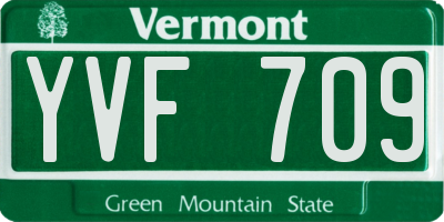VT license plate YVF709