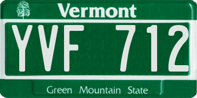VT license plate YVF712