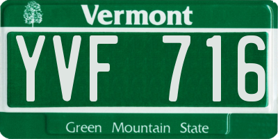 VT license plate YVF716