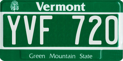 VT license plate YVF720