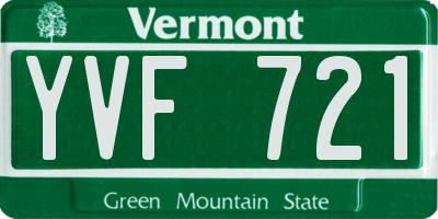 VT license plate YVF721