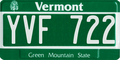 VT license plate YVF722