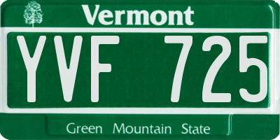 VT license plate YVF725