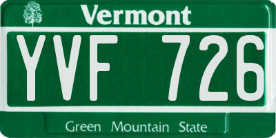 VT license plate YVF726