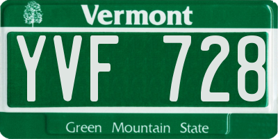 VT license plate YVF728