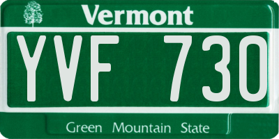 VT license plate YVF730