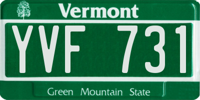 VT license plate YVF731