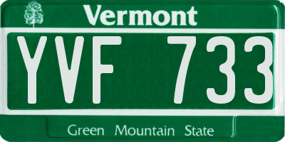 VT license plate YVF733