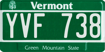 VT license plate YVF738