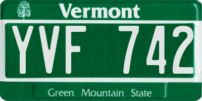 VT license plate YVF742