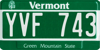 VT license plate YVF743